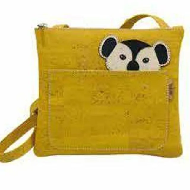 Cork Sling Bag and Cute Crossbody Bag with Panda Yellow