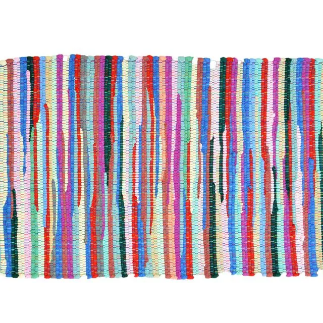Multicoloured Chindi Rag Rug 50 x 80cm (with fringe)