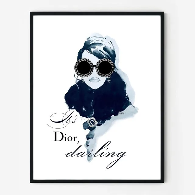 It's DIOR, darling Black Framed Art Print (600x800 mm)