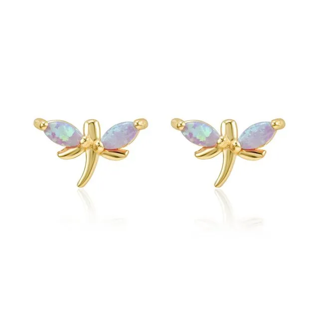 Violet Dragonfly Opal Studs Earring