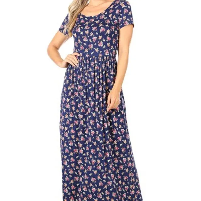 Flower print maxi dress (Navy) Multi-sizes pack of 6