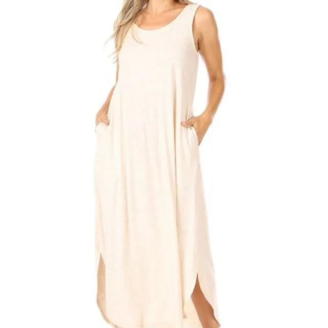 Soft ribbed tank dress (Oatmeal) Multi-sizes pack of 6