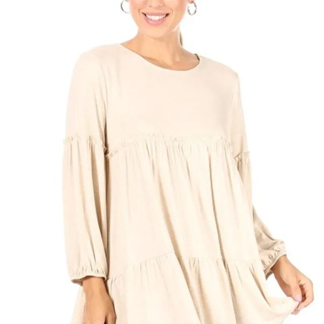 Solid long sleeve top (Oatmeal) Multi-sizes pack of 6