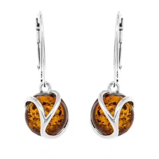 Tiny Orion Cognac Amber Earrings and Presentation Box
