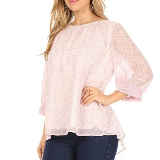 Perfectly polished blouse (PINK/IVORY) Multi-sizes pack of 6