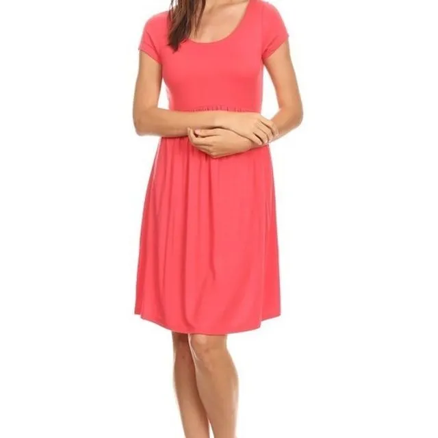 Everyday Solid Babydoll Dress (CORAL) Multi-sizes pack of 6