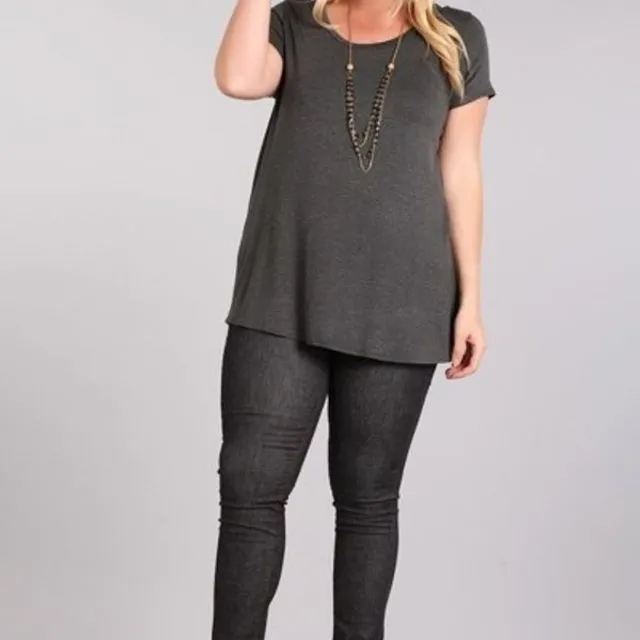 Perfect Solid Plus Size Basic Tee short sleeve (CHARCOAL) Multi-sizes pack of 6