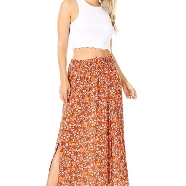 Rust floral skirt (RUST) Multi-sizes pack of 6