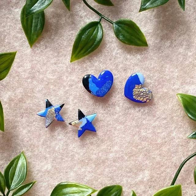Blue Stud pack - Hearts + Stars