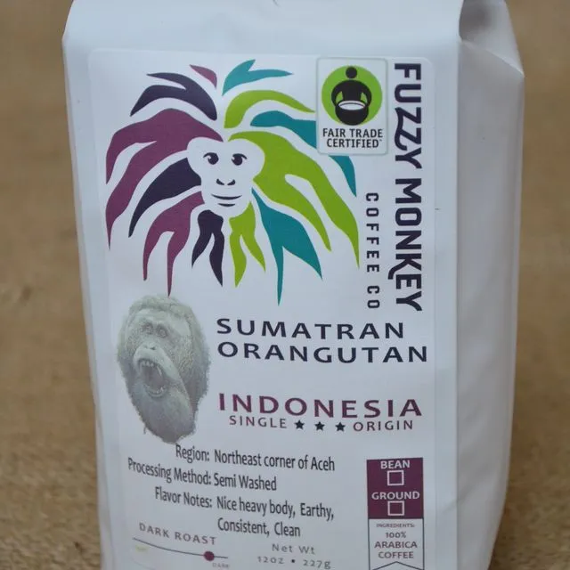 12oz Specialty Coffee - Sumatran Orangutan - Indonesia - Ground