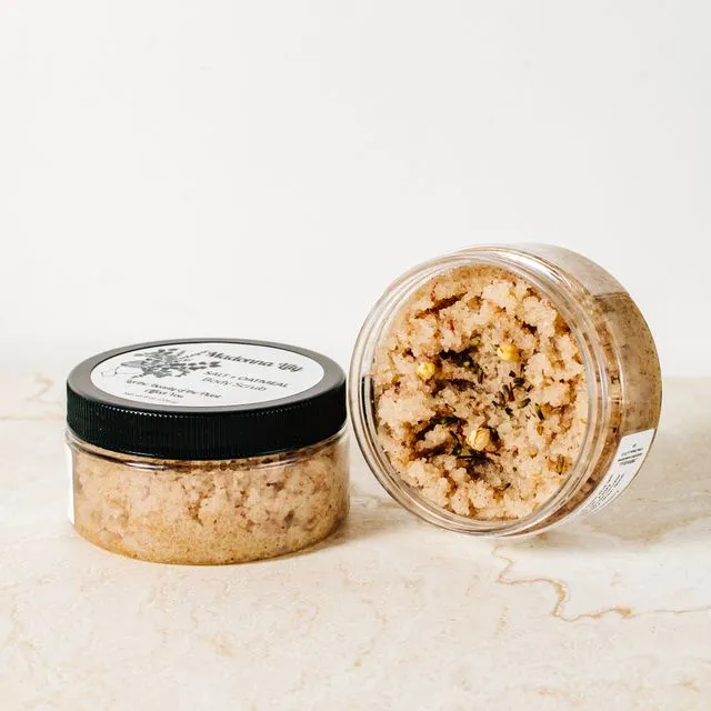 Dead Sea Salt + Oatmeal Body Scrub 8oz Plastic Jar