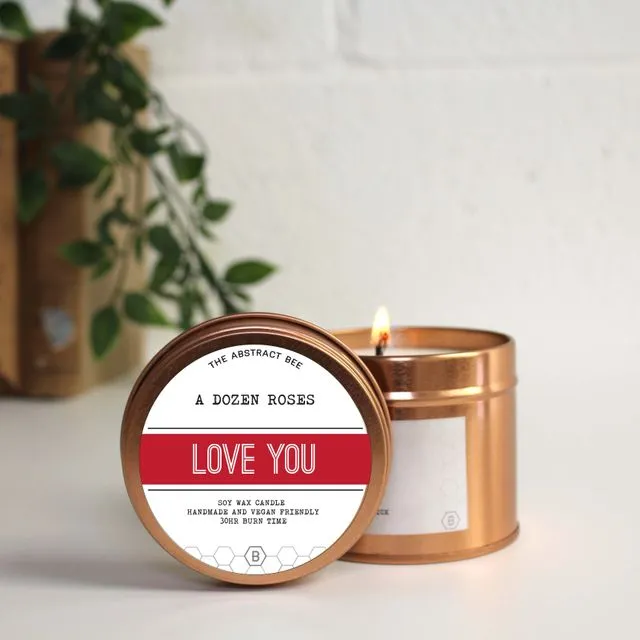 Love You Valentines Vegan Friendly Candle
