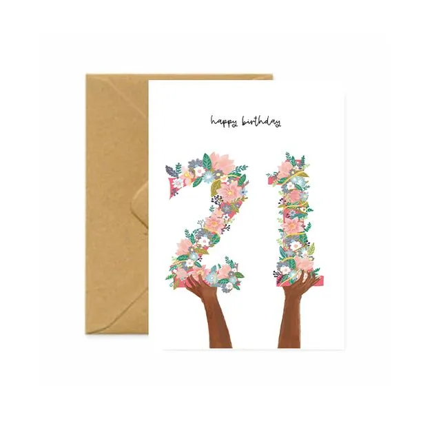 Happy 21 Birthday Greetings Card (Case of 6 Cards)