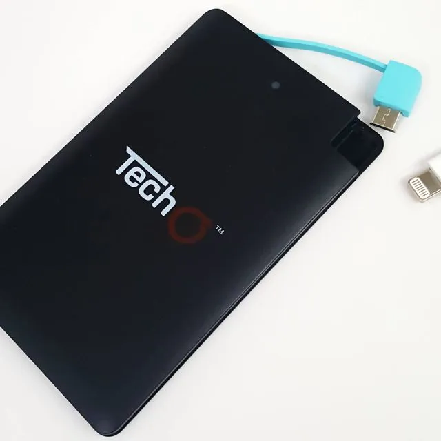 POWER BANK WITH MICRO USB AND IPHONE CHARGE CORDS