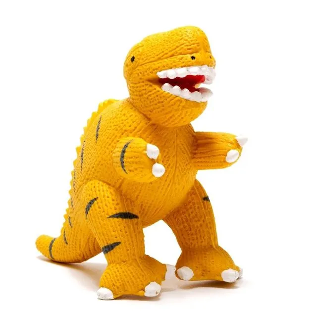 Natural Rubber T Rex Dinosaur Bath Toy, Teether & Toy yellow