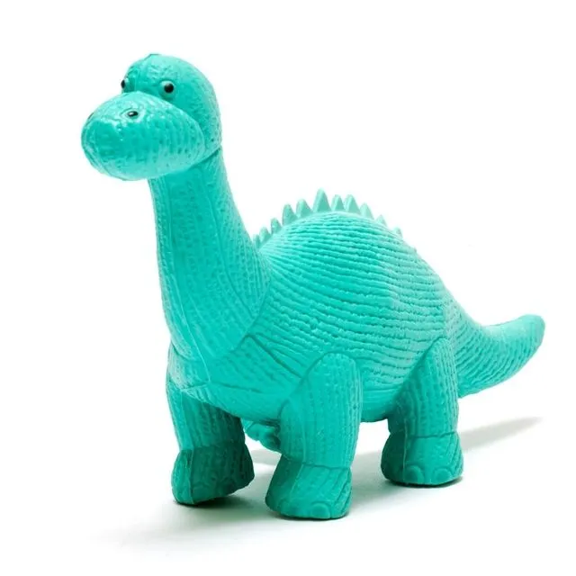 Natural Rubber Ice Blue Diplodocus Dinosaur Bath Toy, Teether and Toy