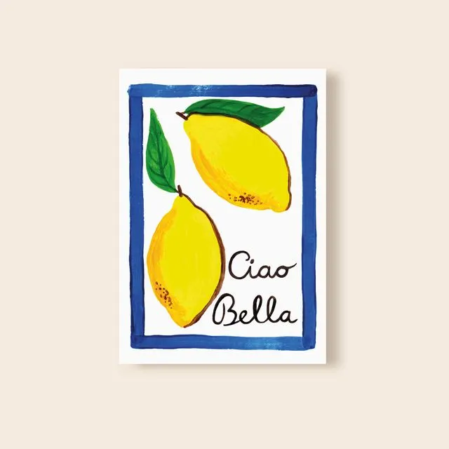 Ciao Bella lemons A4 print