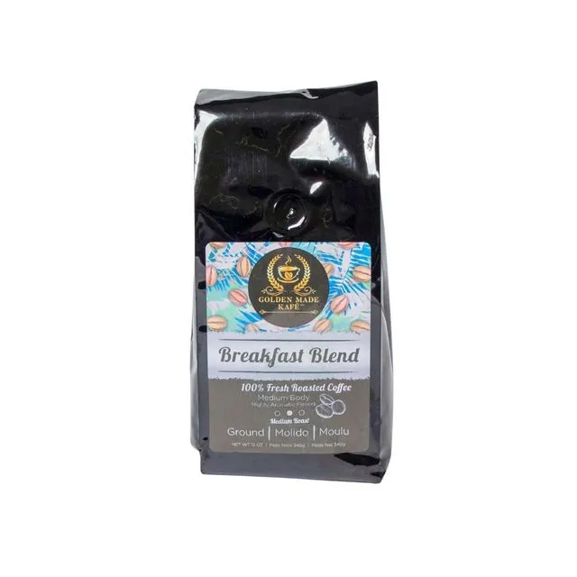 Golden Made Kafe - Breakfast Blend Premium Ground Coffee 12oz