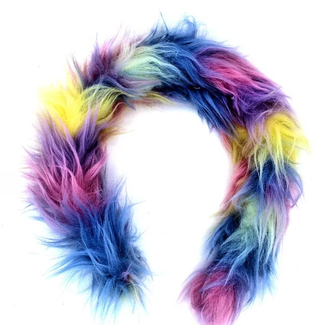 Rainbow faux fur headband