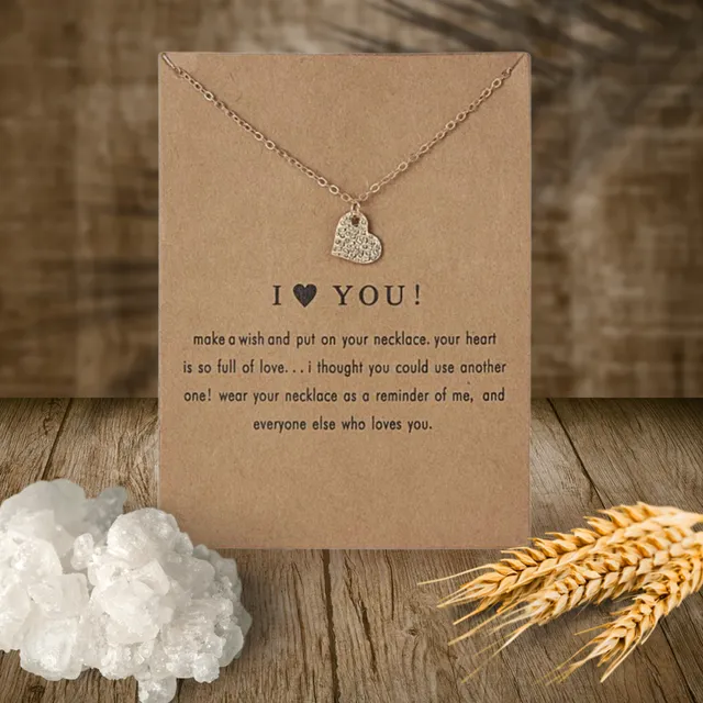 I Love You | Gold Heart Necklace On Card | Gift Necklace
