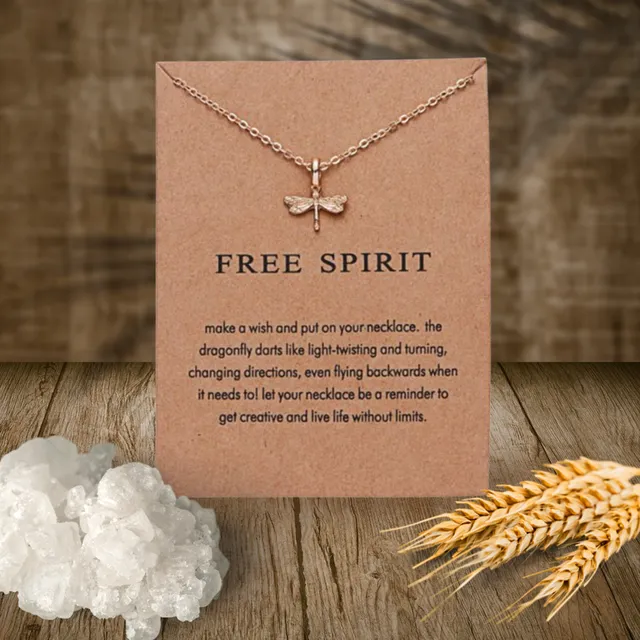 Free Spirit | Gold Dragonfly Necklace Card | Gift Necklace
