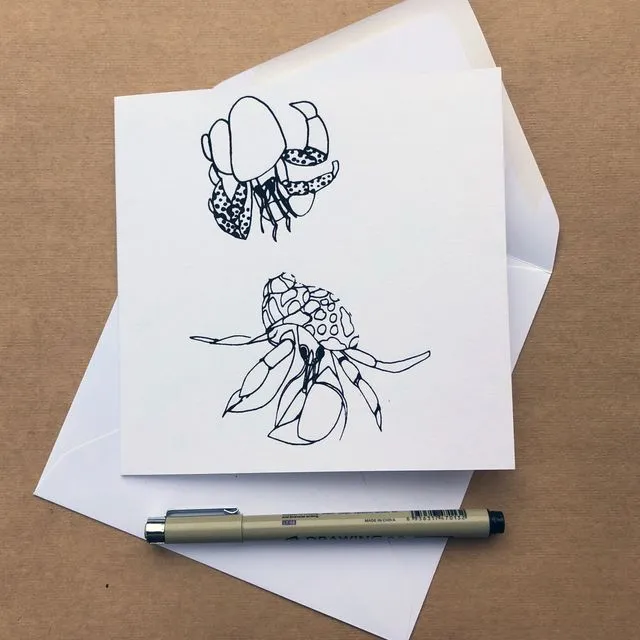 Handprinted Hermit Crab Card