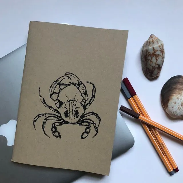 Crab A5 Handprinted Journal / Sketchbook