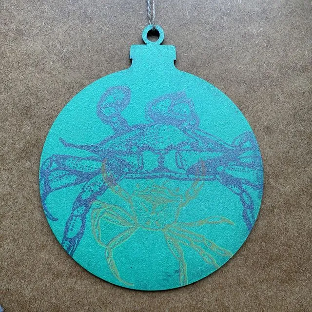 Ocean Theme Large Handprinted Eco Baubles. - Crab