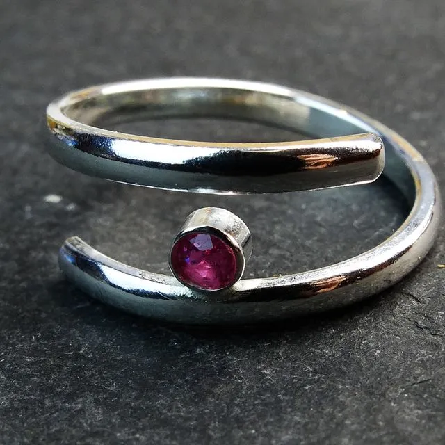 Adjustable ruby birthstone ring