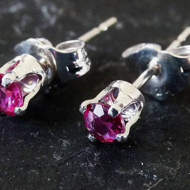 Ruby birthstone stud earrings