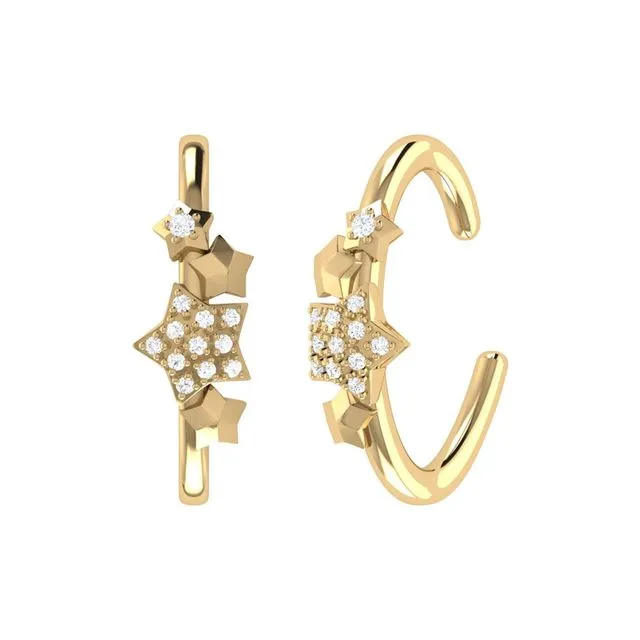 Star Cluster Diamond Ear Cuffs In 14k Yellow Gold