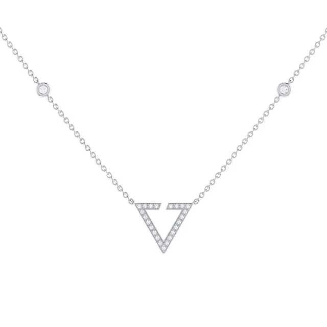 Skyline Triangle Diamond Necklace In 14k White Gold