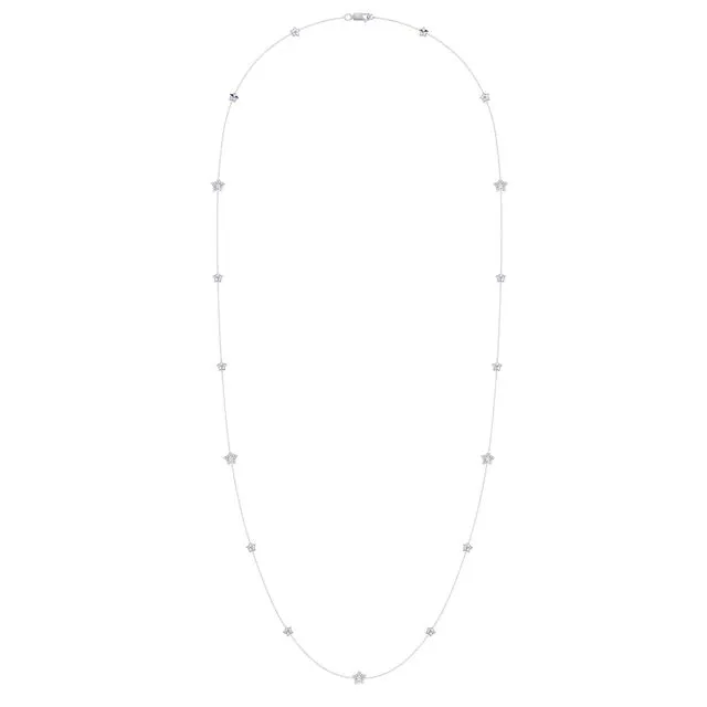 Lucky Star Layered Diamond Necklace In 14k White Gold