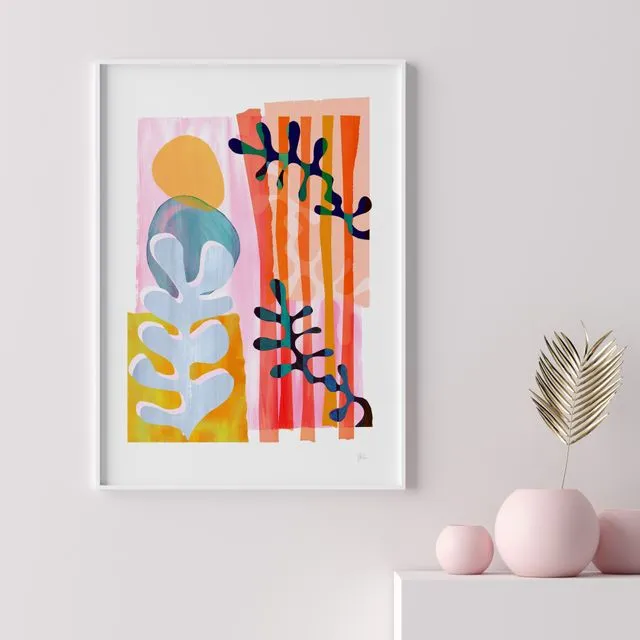Colourful Abstract Seaweed Leaf Print