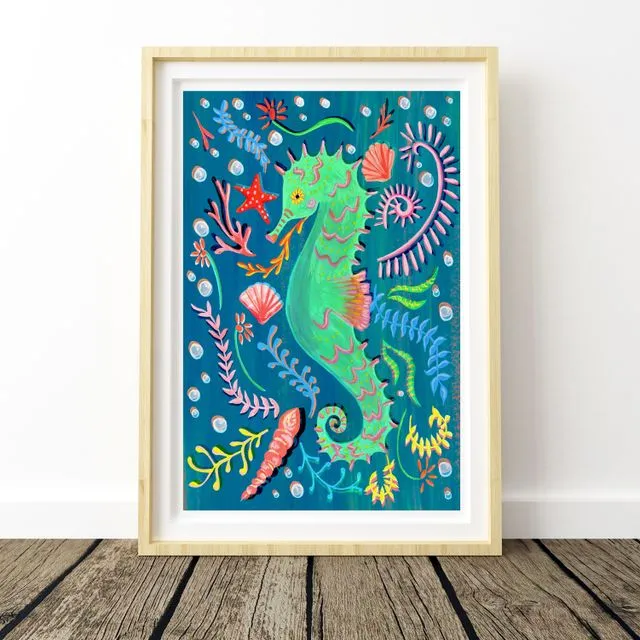 Seahorse Nursery Art Print