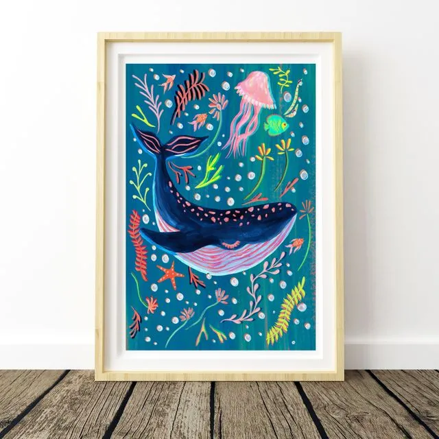 Blue Whale Nursery Art Print