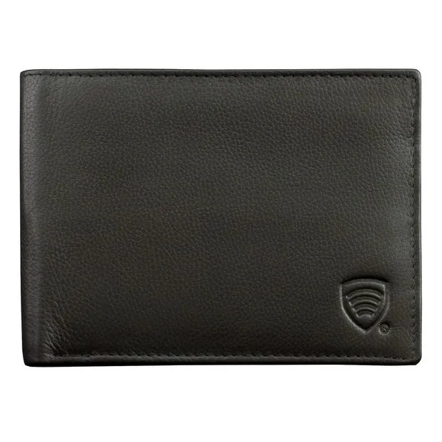 Leather RFID Wallet - Single Billfold for 8 Cards - Black - Matt Finish - 72NBL