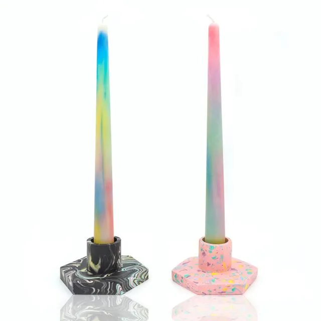 RAINBOW MARBLE TAPERS - SET OF 2