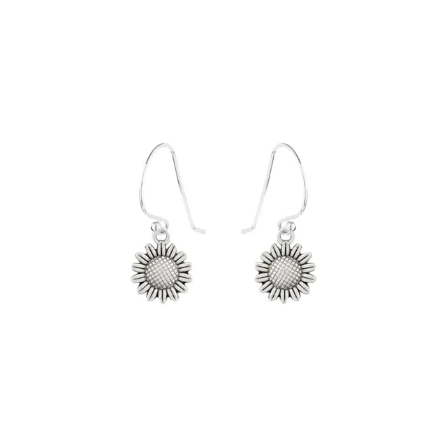 Sunflower Silver Charm Earrings