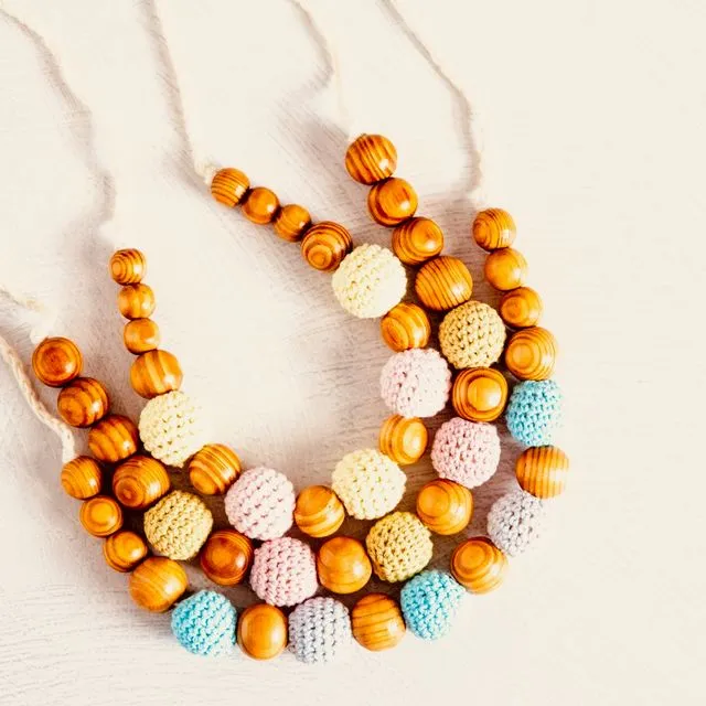 Nursing/Teething Necklaces (Crochet/Wood Beads) - 3 Pack