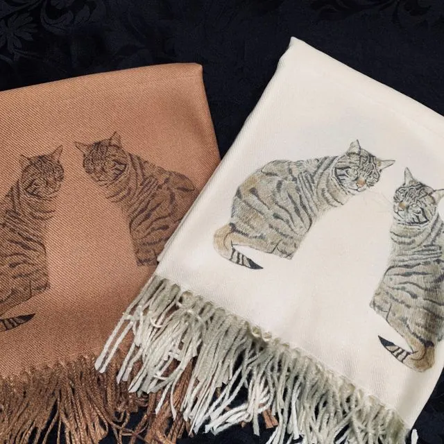 Cashmere Blend scarf handprinted with Wildcats