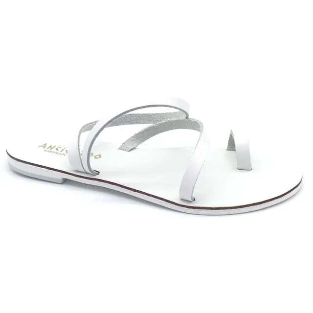 Ancientoo Leather Toe Ring Sandals Mania White (8 Pairs)