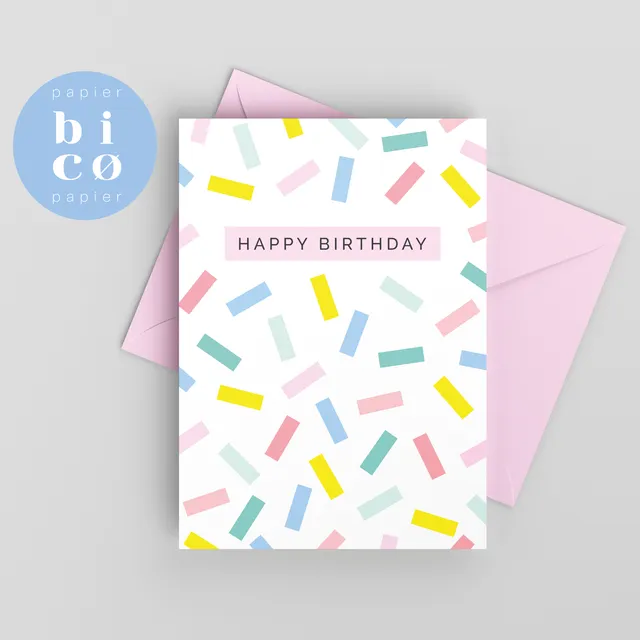 Greeting Cards | Birthday Cards | CONFETTI | Happy Birthday Card | Tarjeta de Cumpleaños | Carte Joyeux Anniversaire | Biglietto di Buon Compleanno | Alles Gute zum Geburtstagskarte.