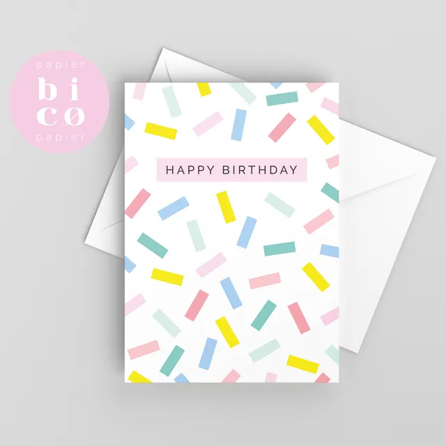 Greeting Cards | Birthday Cards | CONFETTI | Happy Birthday Card | Tarjeta de Cumpleaños | Carte Joyeux Anniversaire | Biglietto di Buon Compleanno | Alles Gute zum Geburtstagskarte.