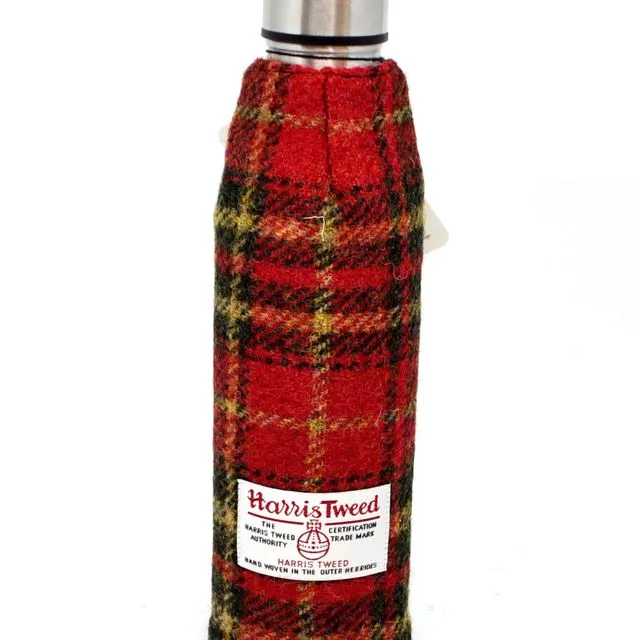 Harris Tweed Wrapped 500ml Thermos Flask - Red