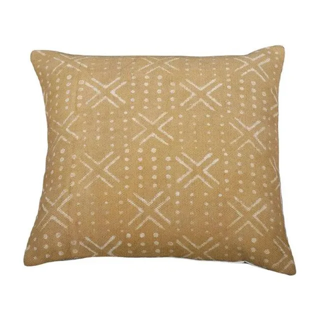 Cream Hand Loomed Square Cushion Case | Block Print Lumbar Pillow | Handmade Pillow | Decorative Pillow