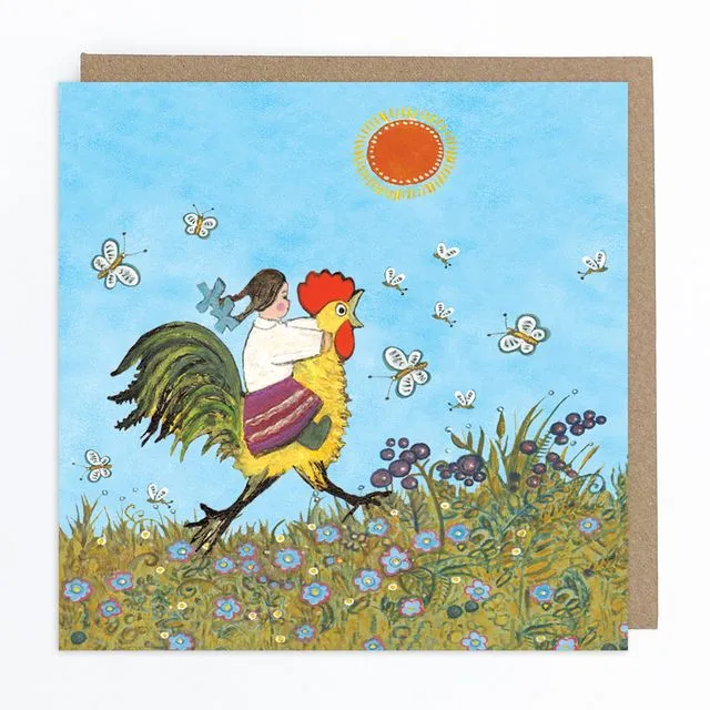 Riding a Chicken Greeting Card