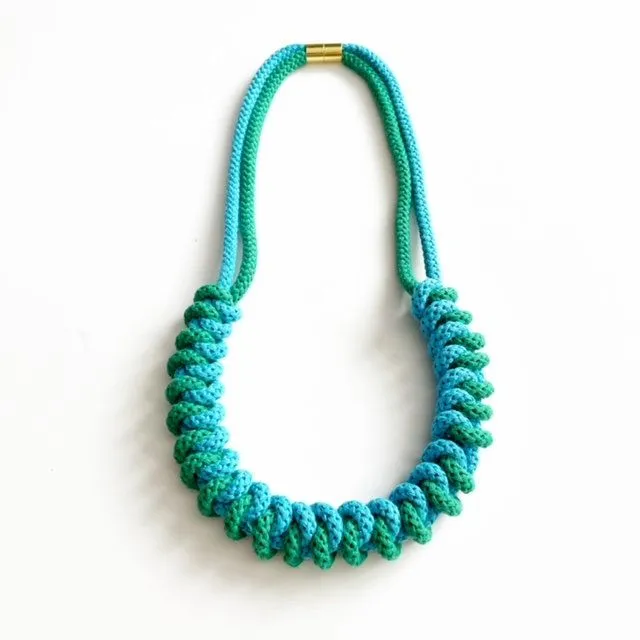 The Tilly Macrame Necklace Emerald And Turquoise