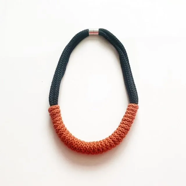 The Rita Hand-Knitted Necklace Rust And Black