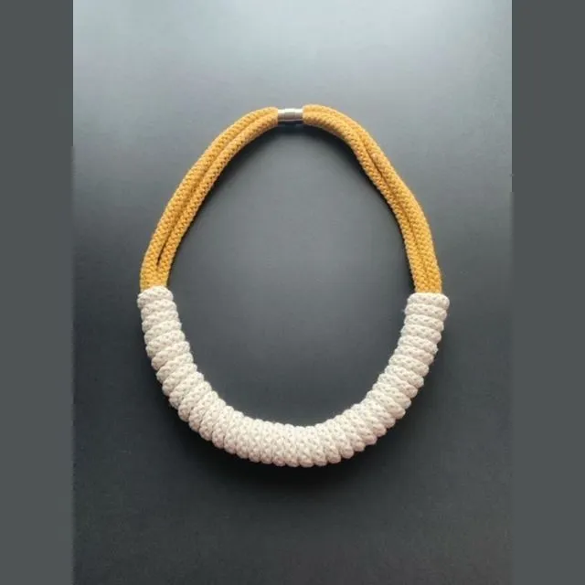 The Rita Hand-Knitted Necklace Mustard And Vanilla